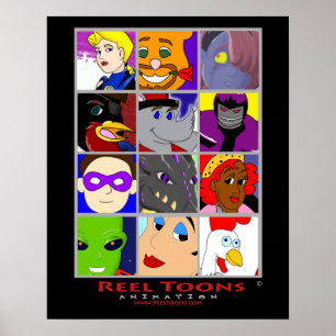 Affiches Bobine Toons : Copie de collage de caractère