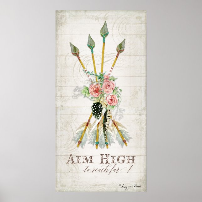 Affiches Boho Bohème Ambition Hautes Flèches Plumes Rustiqu (Devant)
