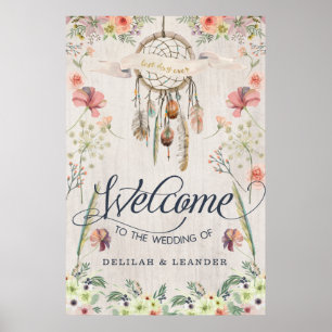 Affiches Boho Dreamcatcher Bienvenue au Mariage des signes