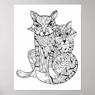 Affiches Boho Fox Doodle 2