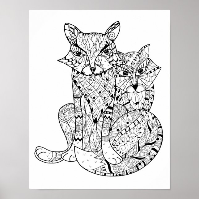 Affiches Boho Fox Doodle 2 (Devant)