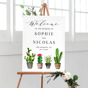 Affiches Boho Watercolor Succulents Welcome Mariage Sign