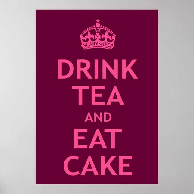Affiches Boire du thé et manger du gâteau (Devant)