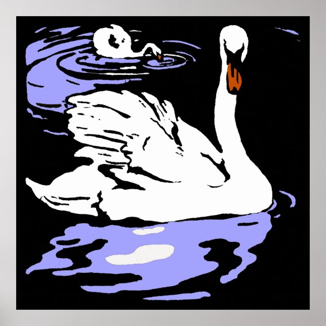 Affiches Bois de la ferme victorienne Animaux Swans (Devant)