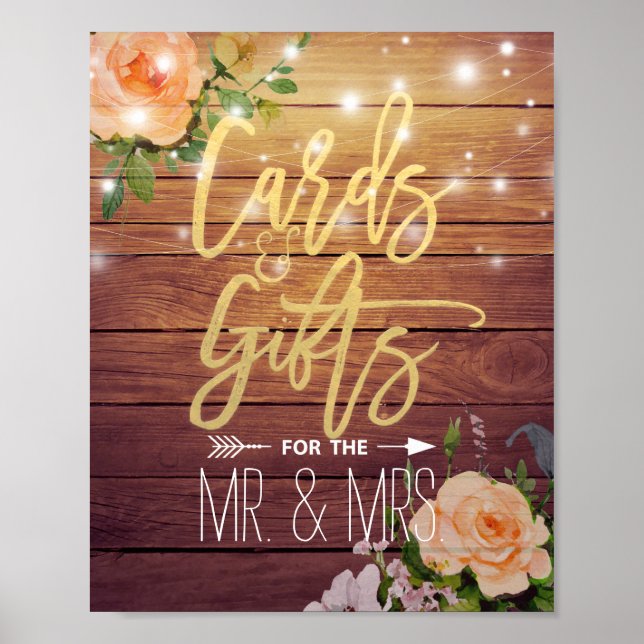 Affiches Bois Floral Chaîne Lights Cartes Cadeaux Signal Ma (Devant)