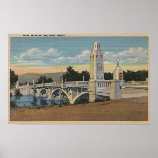 Affiches Boise, ID - Vue du pont de la rivière Boise (Devant)
