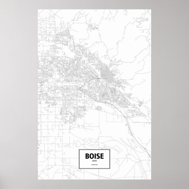 Affiches Boise, Idaho (noir sur blanc) (Devant)