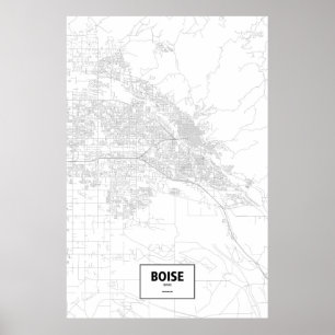 Affiches Boise, Idaho (noir sur le blanc)