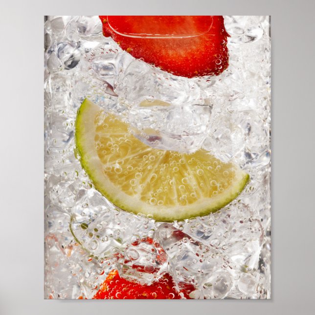 Affiches Boisson au citron vert et fraise (Devant)