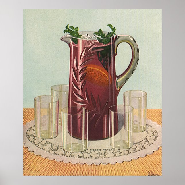 Affiches Boissons et breuvages vintage, pichet de sangria (Devant)