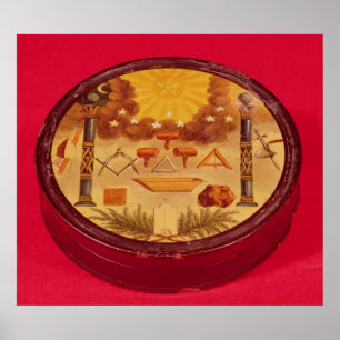 Affiches Boîte ovale peinte, avec symboles de la franc-maço