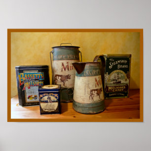 Affiches Boîtes vintages et cruches