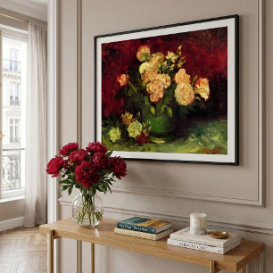 Affiches Bol avec pivoines et roses par Vincent van Gogh