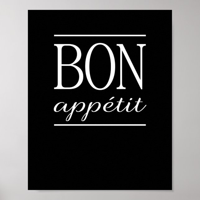 Affiches BON APPETIT Citation de dîner de cuisine noire (Devant)