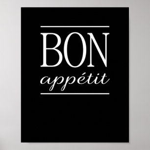 Affiches BON APPÉTIT Citation Dîner Cuisine Noire