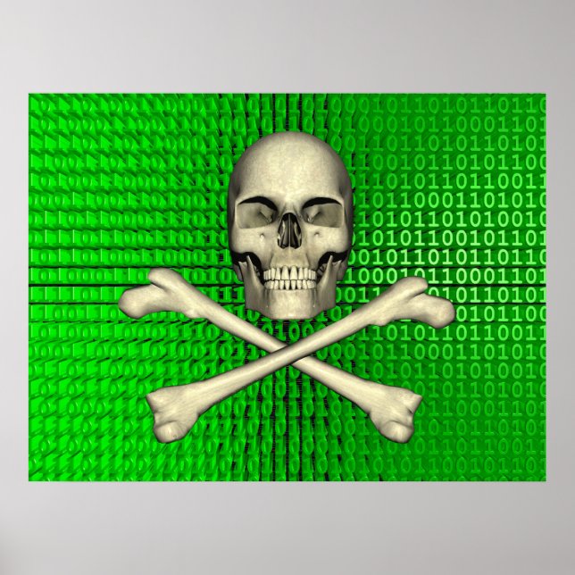 Affiches Bones croisées sur le binaire (Devant)