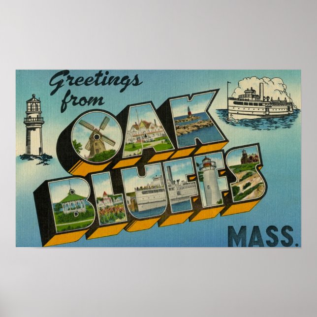 Affiches Bonjour du Massachusetts Oak Bluffs (Devant)