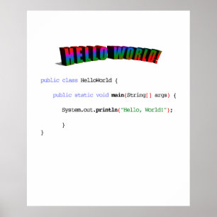 Affiches Bonjour World geek saluant Java