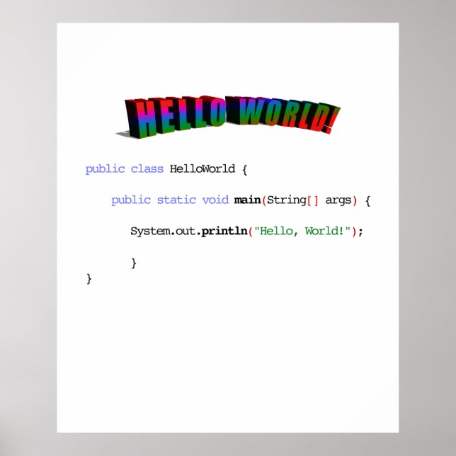 Affiches Bonjour World geek saluant Java (Devant)