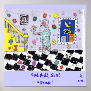 Affiches Bonne nuit, Flamant rose doux !