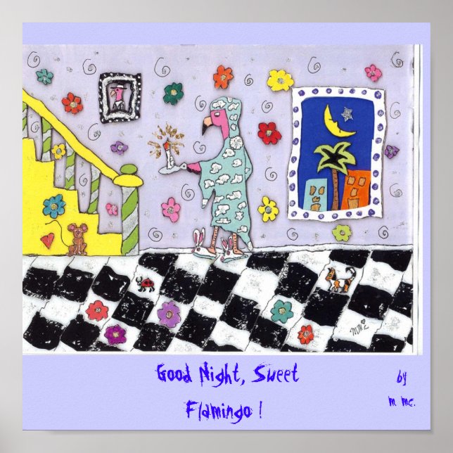 Affiches Bonne nuit, Flamant rose doux ! (Devant)