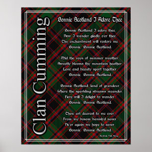 Affiches Bonnie Ecosse J'Adore Le Clan Cumming Tartan