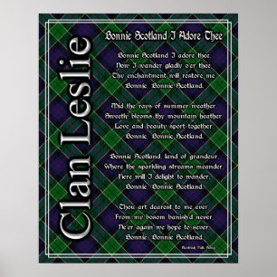 Affiches Bonnie Ecosse Je Adore Le Clan Leslie Tartan