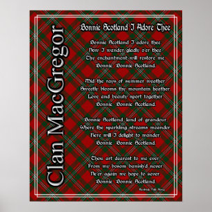 Affiches Bonnie Scotland I Adore Thee Clan MacGregor Tartan