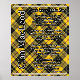 Affiches Bonnie Scotland I Adore Thee Clan MacLeod Tartan