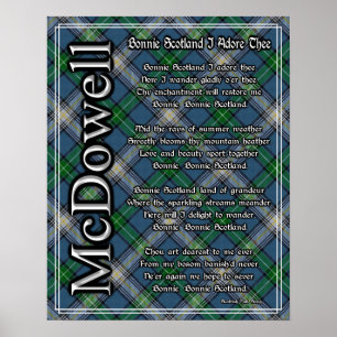 Affiches Bonnie Scotland J'Adore Le Clan Tartan McDowell