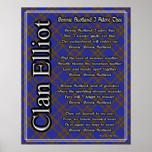 Affiches Bonnie Scotland Je Adore Le Clan Elliot Tartan