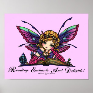Affiches Bookworm Fairy "READ" Bibliothèque Imaginaire livr