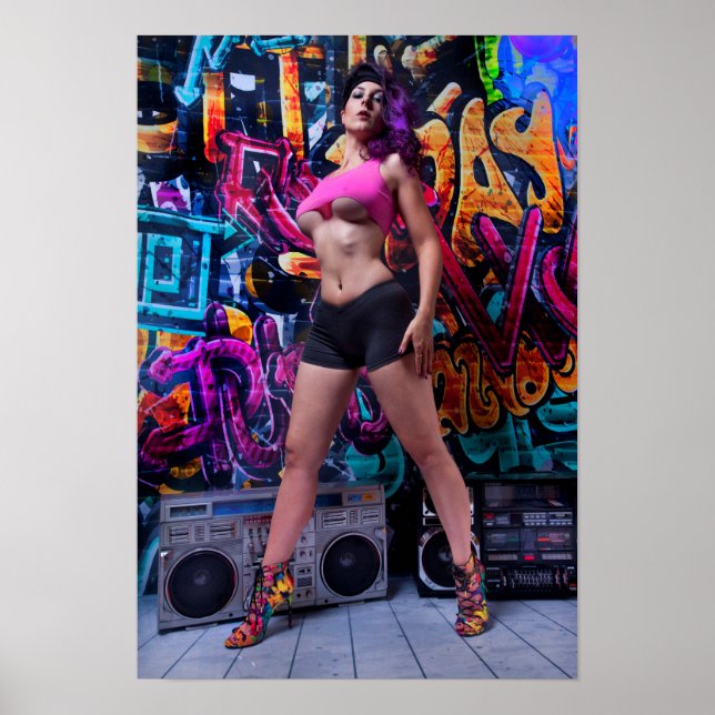Affiches Boombox Girl Retro (Devant)