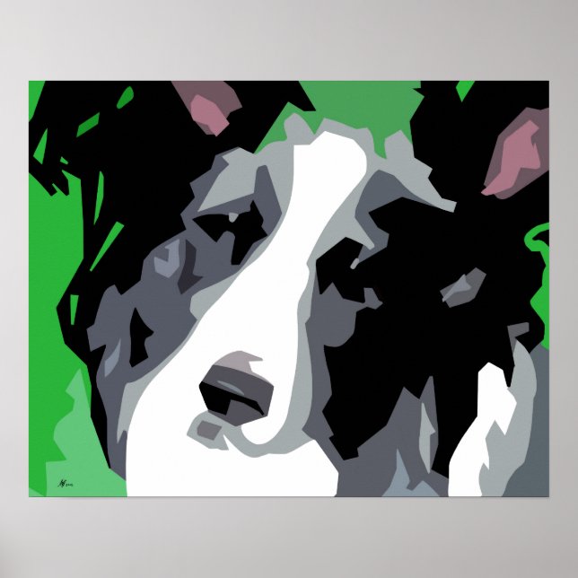 Affiches Bordure Collie Abstrait (Devant)