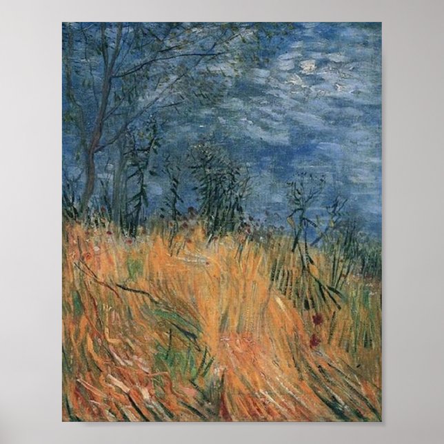Affiches Bordure de Wheatfield avec des pavots Van Gogh Art (Devant)
