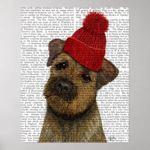 Affiches Bordure Terrier avec Casquette roux