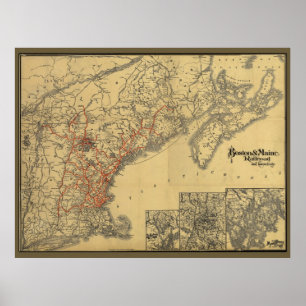 Affiches Boston 1898 à la carte de chemin de fer du Maine