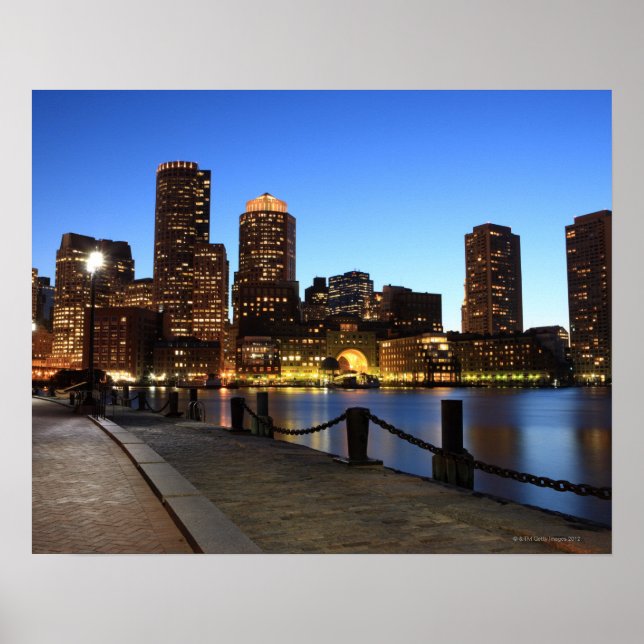 Affiches Boston Harbour et skyline. Boston est l'un des 6 (Devant)