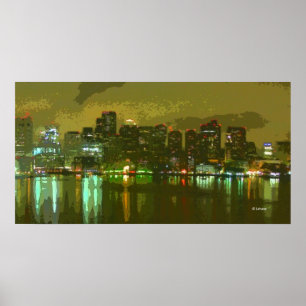 Affiches Boston Skyline la nuit