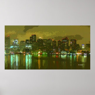 Affiches Boston Skyline la nuit