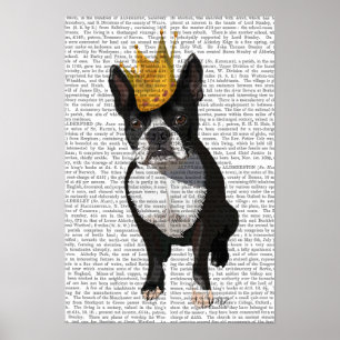 Affiches Boston Terrier et couronne