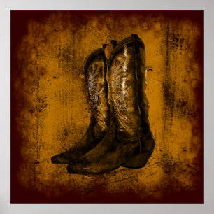 Affiches Bottes de cowboy occidentales d'usage de KRW