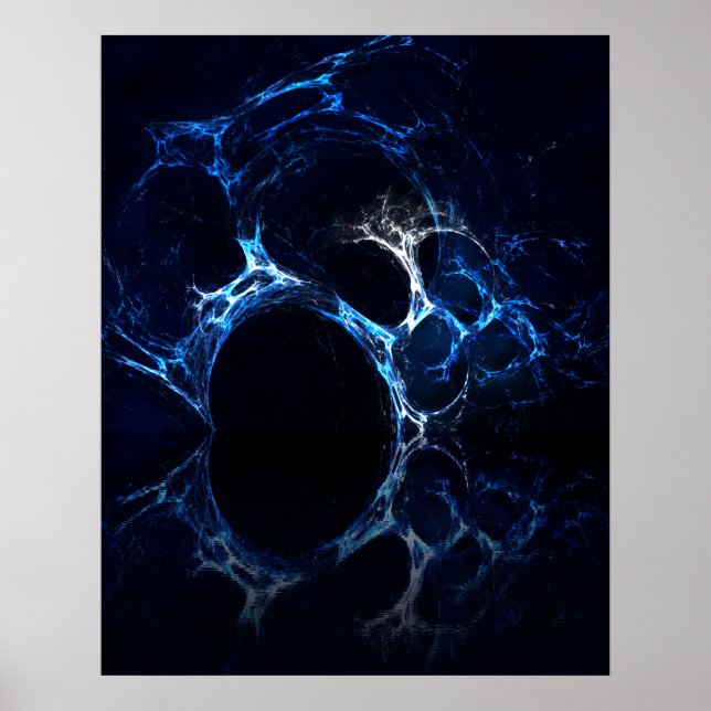 Affiches Bouche De Grotte Bleue Lune, Art Fractal. (Devant)