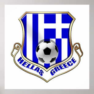 Affiches Bouclier du football de la Grèce - l'Hellade badge