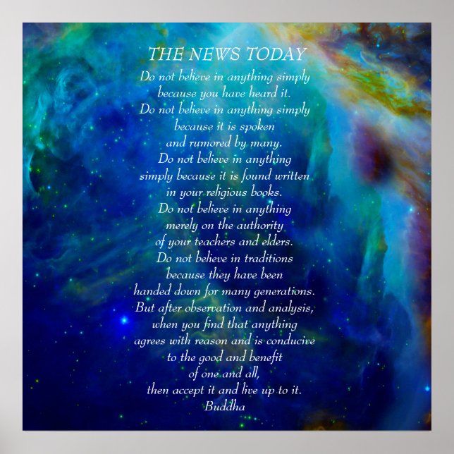 Affiches Bouddha citation Ne croyez pas News Today (Devant)