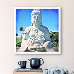 Affiches Bouddha Hawaii paisible Photo Exhale Citation Scri