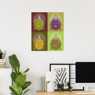 Affiches Bouddha Pop Art Zen Retro Moderne Personnalisé Pos