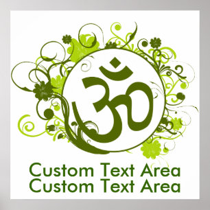 Affiches Bouddhiste Floral Vert Om