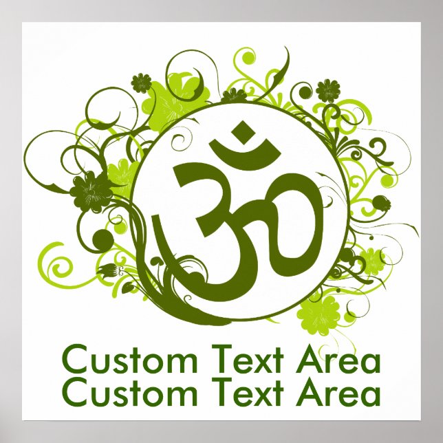 Affiches Bouddhiste Floral Vert Om (Devant)