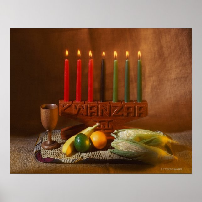 Affiches Bougies Kwanzaa et nourriture (Devant)